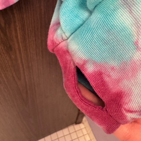 NWT AVIATOR NATION NINJA PULLOVER HOODIE SIZE XS TIE DYE TURQUOISE - Picture 5 of 10